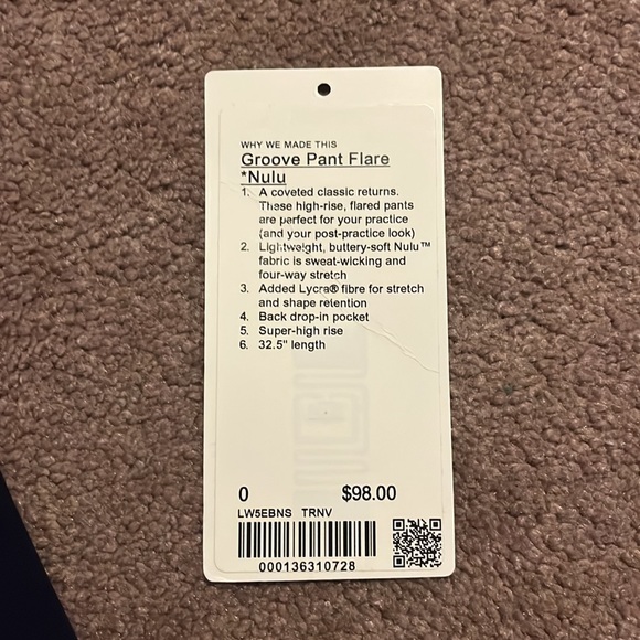 nwt lululemon size 0 navy groove pant flare *nulu - Picture 5 of 5